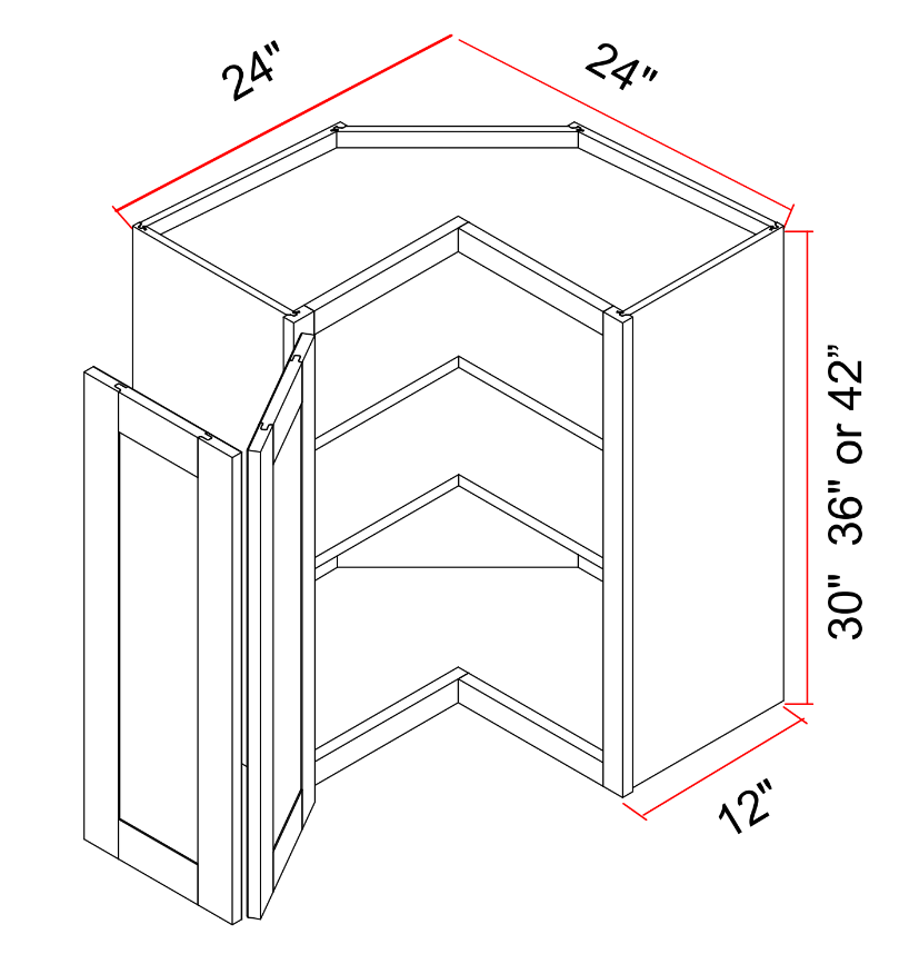 Wall Cabinet Square Corner Bi Fold Doors Adjustable Shelves