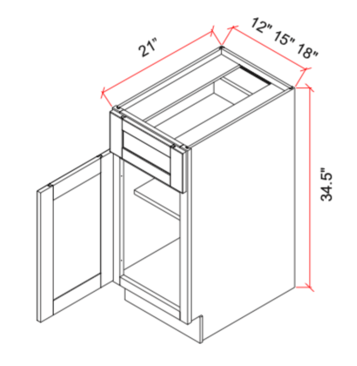Vanity Base Cabinet Left Or Right Door One Drawer Adj Shelf