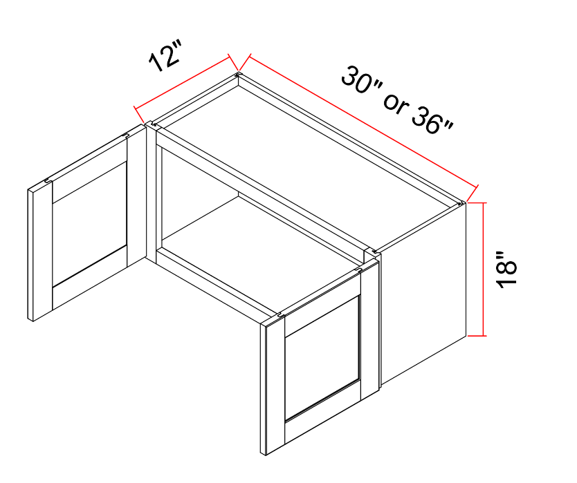 Wall Cabinet Butt Doors 18 Inch Height Compact Storage