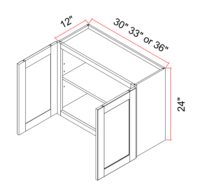 Space Saving Wall Cabinet Butt Doors With Adjustable Shelf