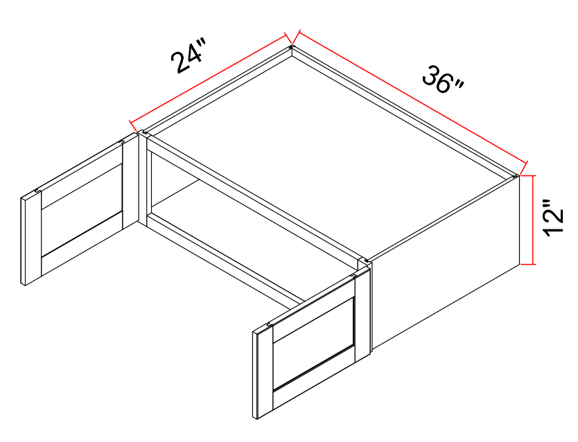 Wall Cabinet Butt Doors 12 Inch High 24 Inch Deep Compact