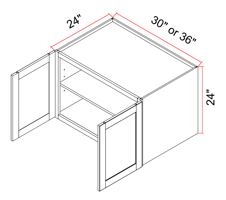 Wall Cabinet Butt Doors One Adjustable Shelf 24H 24D Saver