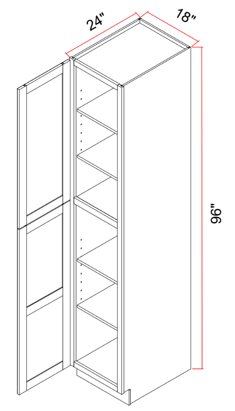 Tall Pantry Cabinet Left Right Doors And Adjustable Shelves