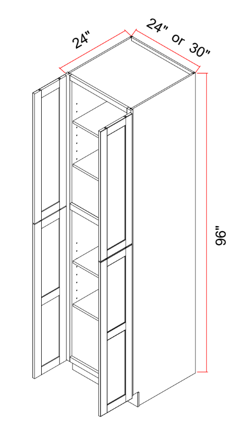 Tall Pantry Cabinet With Butt Doors And Adjustable Shelves