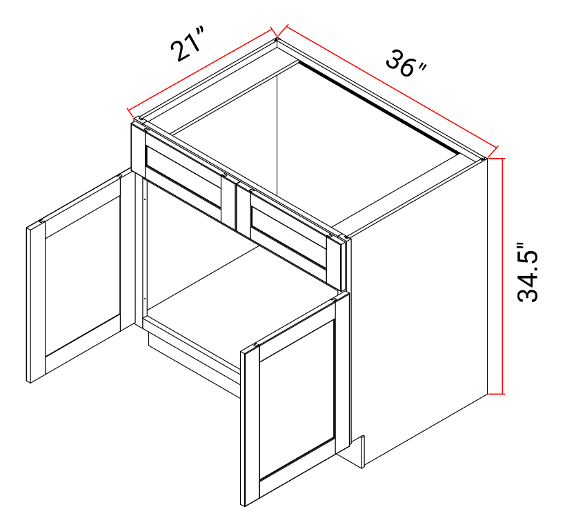 Vanity Sink Base Cabinet Double Doors Solid Wood Storage