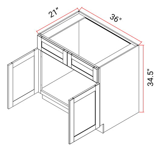 Vanity Sink Base Cabinet Double Doors Solid Wood Storage