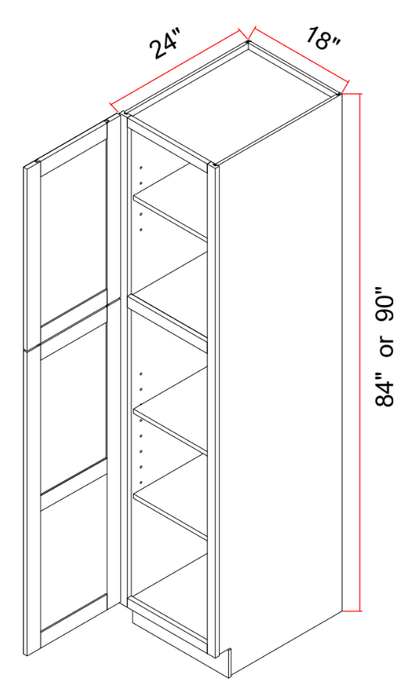 Tall Pantry Cabinet Left Right Doors And Adjustable Shelves