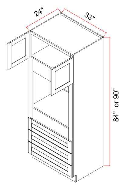 Compact Tall Oven Cabinet With Butt Doors And 3 Drawers