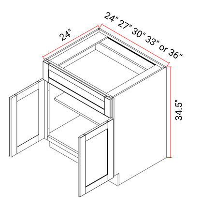 Base Cabinet Double Doors One Drawer Adjustable Shelf