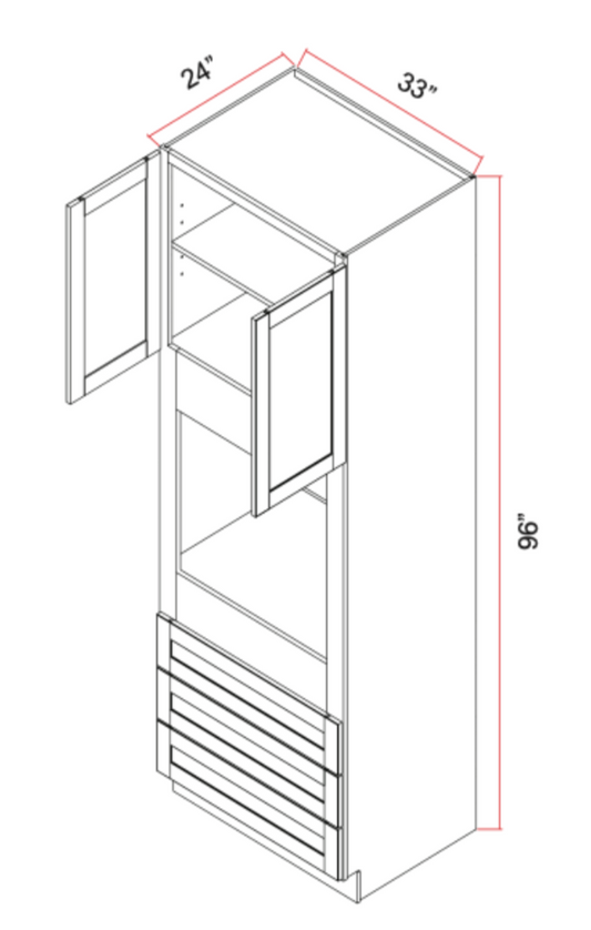 Tall Oven Cabinet Butt Doors 3 Drawers 1 Adj Shelf
