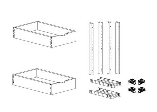 Roll Tray Kit, Includes 2 Roll Out trays, 2 Set of soft-close slides, 4 vertical cleats