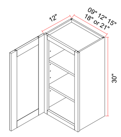 Wall Cabinet Left Right Door Two Adj Shelves 30 In