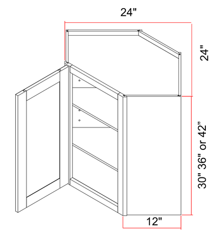 Diagonal Wall Cabinet L/R Door Two/Three Adj Shelves