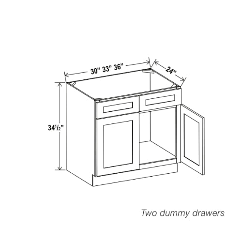 Base Cabinet Shaker Sink Base With Double Doors and False Drawers